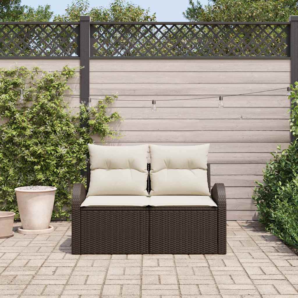 Trädgårdsoffa med kudde Brun 124 x 62 x 69 cm konstrotting