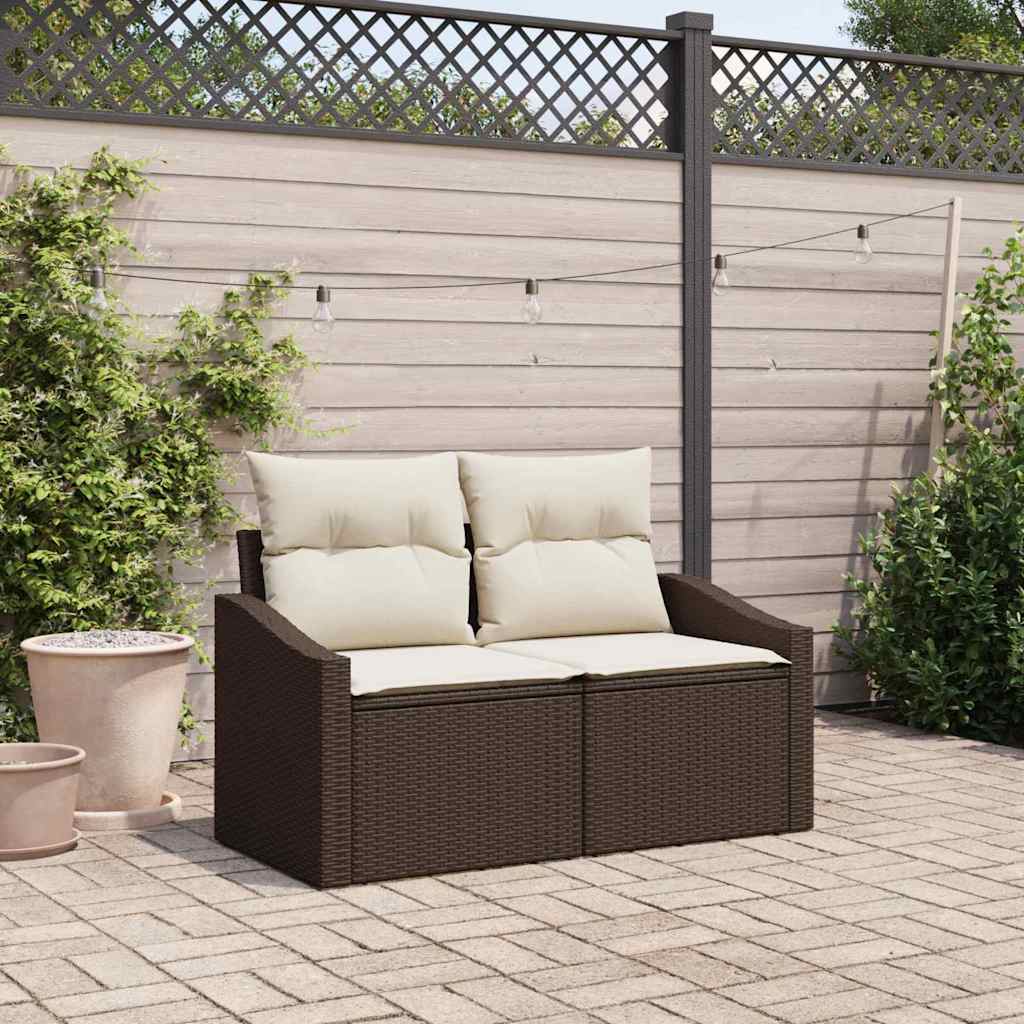 Trädgårdsoffa med kudde 123 x 62 x 69 cm konstrotting