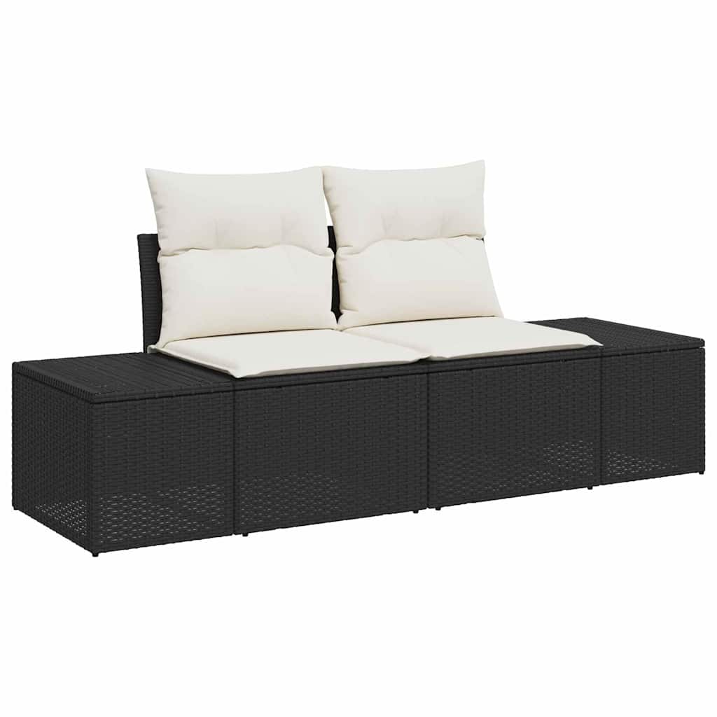Trädgårdsoffa med kudde Svart 184 x 62 x 69 cm konstrotting