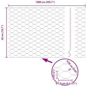 Hexagonstängsel Grå 0,5 x 10 m PVC