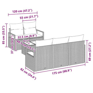 Soffset 6 pcs Beige och Grå konstrotting