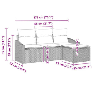 Soffset med kudde 4 pcs Svart konstrotting