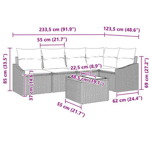 Soffset med kudde 6 pcs Ljusgrå konstrotting