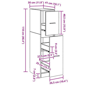 Apoteksskåp Svart ek 30 x 41 x 118 cm Konstruerat trä