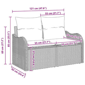 Trädgårdsoffset med kudde 9 pcs Beige konstrotting