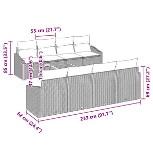 Trädgårdsoffset med kudde 9 pcs Beige konstrotting