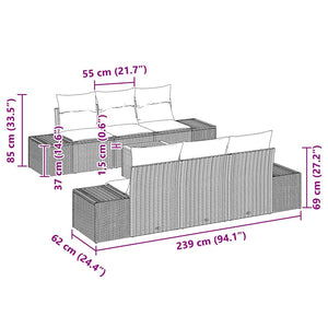 Trädgårdsoffset med kudde 7 pcs Beige konstrotting