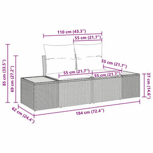 Trädgårdsoffset med kudde med kudde 4 pcs Svart konstrotting