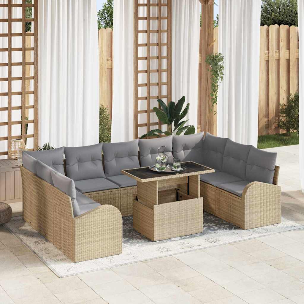 Trädgårdsoffset 10 st Beige och Ljusgrå konstrotting
