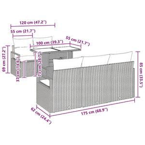 Soffset med kudde 6 pcs Svart konstrotting