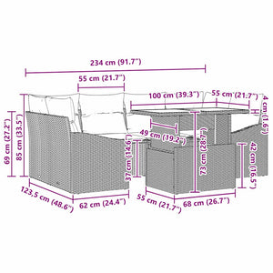 Trädgårdsoffset med kudde 7 pcs Brun och Kräm konstrotting