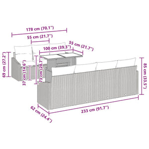 Trädgårdsoffset med kudde 8 pcs Ljusgrå konstrotting