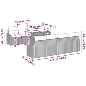 Trädgårdsoffset med kudde 7 pcs Beige och Ljusgrå konstrotting