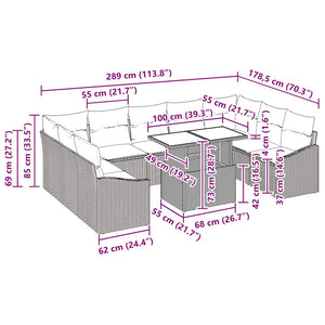 Soffset med kudde 10 pcs Grå konstrotting