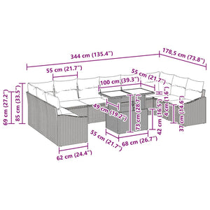 Soffset med kudde 11 pcs Beige och Ljusgrå konstrotting