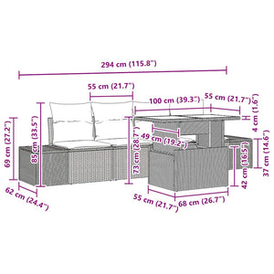 Soffset med kudde 5 pcs Brun och Kräm konstrotting
