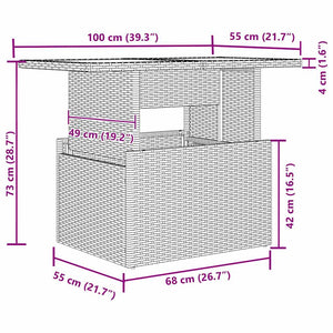 Soffset med kudde 7 pcs Beige och gräddfärgad konstrotting