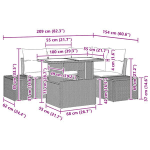 Trädgårdsoffset med kudde 5 pcs Grå konstrotting