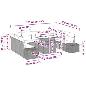 Trädgårdsoffset med kudde med lagring 10 pcs Ljusgrå