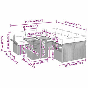 Trädgårdsoffset med kudde beige och gräddvit