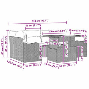 Trädgårdsoffset med kudde 7 pcs beige och ljusgrå