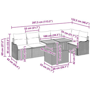 Trädgårdsoffset med kudde 7 pcs Grå