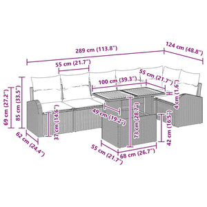 Trädgårdsoffset med kudde 7 pcs Svart och kräm