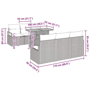 Trädgårdsoffset med kudde 7 pcs Grå