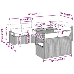 Trädgårdsoffset med kudde med kudde 9 pcs Svart och Brunt