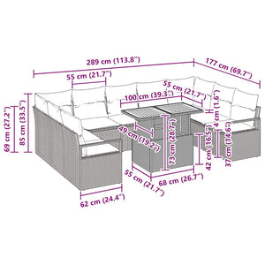 Trädgårdsoffset med kudde med kudde 10 pcs Beige och Grå