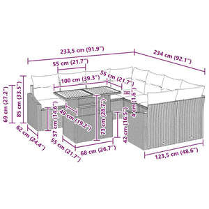 Trädgårdsmöbelset med kudde Beige och Grå 100 x 55 x 73 cm