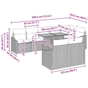 Trädgårdsoffset med kudde med kudde 9 pcs Grå och Brun