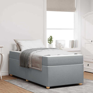 Sängram med madrass Ljusgrå 90 x 190 cm tyg