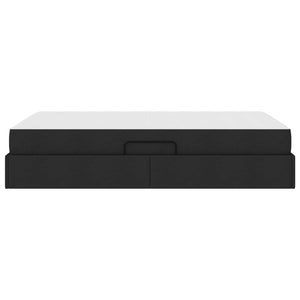 Förvaringssäng med madrass Svart 120 x 190 cm Polyester
