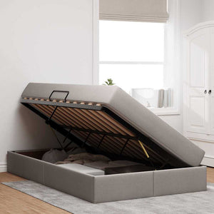 Förvaringssäng med madrass Taupe 120 x 200 cm Polyester