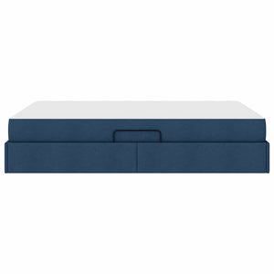 Förvaringssäng med madrass Blå 140 x 190 cm Polyester
