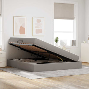 Förvaringssäng med madrass Taupe 160 x 200 cm Polyester