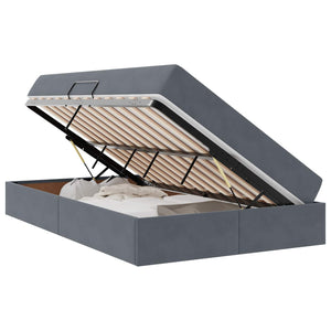 Förvaringssäng med madrass Mörkgrå 120 x 190 cm Sammet