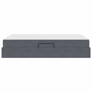 Förvaringssäng med madrass Mörkgrå 120 x 190 cm Sammet