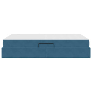 Förvaringssäng med madrass Mörkblå 120 x 200 cm Sammet