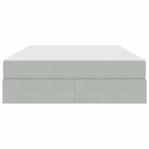Förvaringssäng med madrass Ljusgrå 140 x 190 cm Sammet