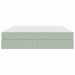Förvaringssäng med madrass Ljusgrå 160 x 200 cm Sammet