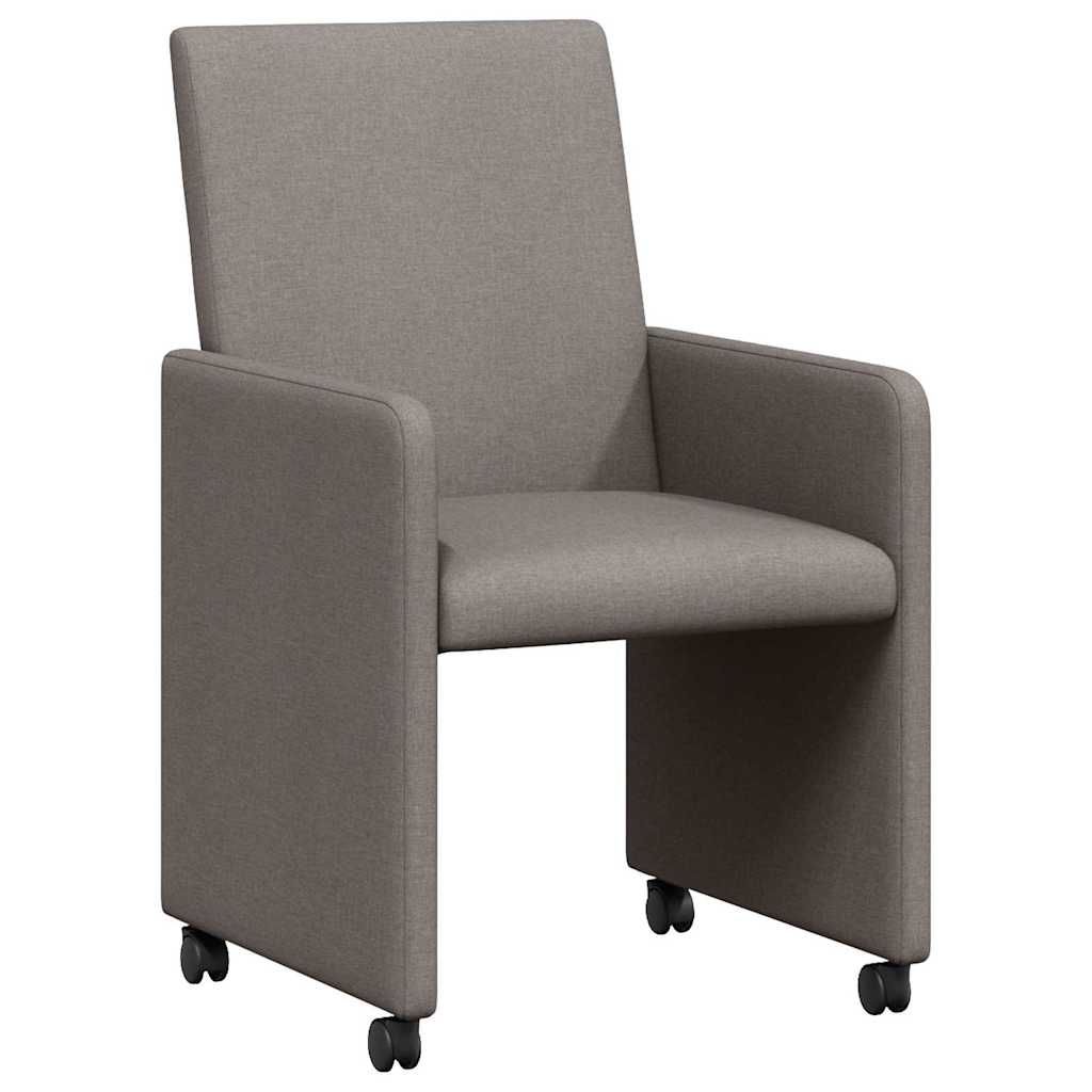 Matstolar med hjul 2 st tyg Taupe 57 x 66 x 94 cm