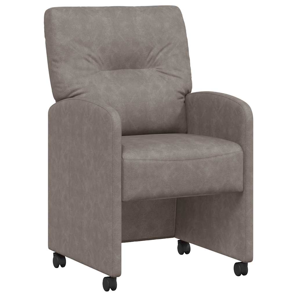 Matstolar med hjul 2 st Konstläder Grå 57 x 67 x 95 cm