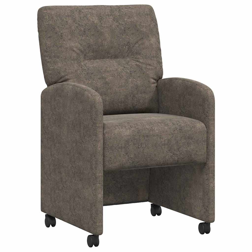 Matstolar med hjul 2 st Faux mockaläder Mörkgrå 57 x 67 x 95 cm