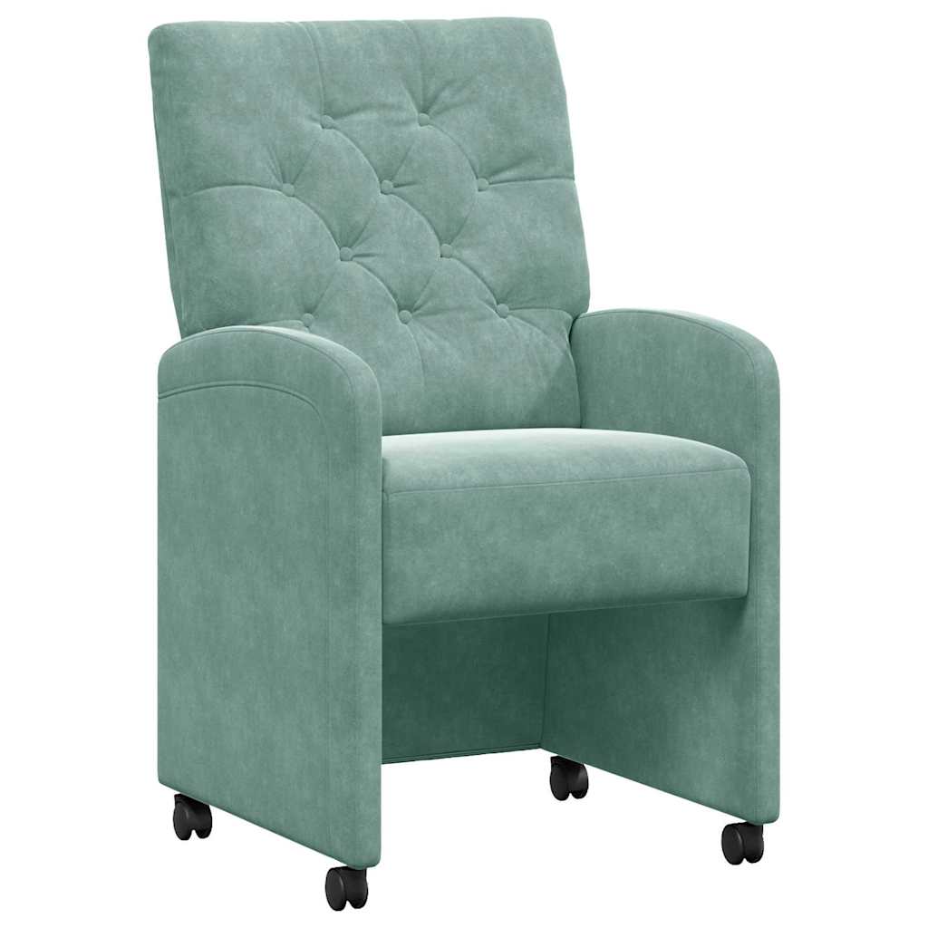 Matstolar med hjul 2 st Sammet havsgrön 58 x 67 x 97 cm