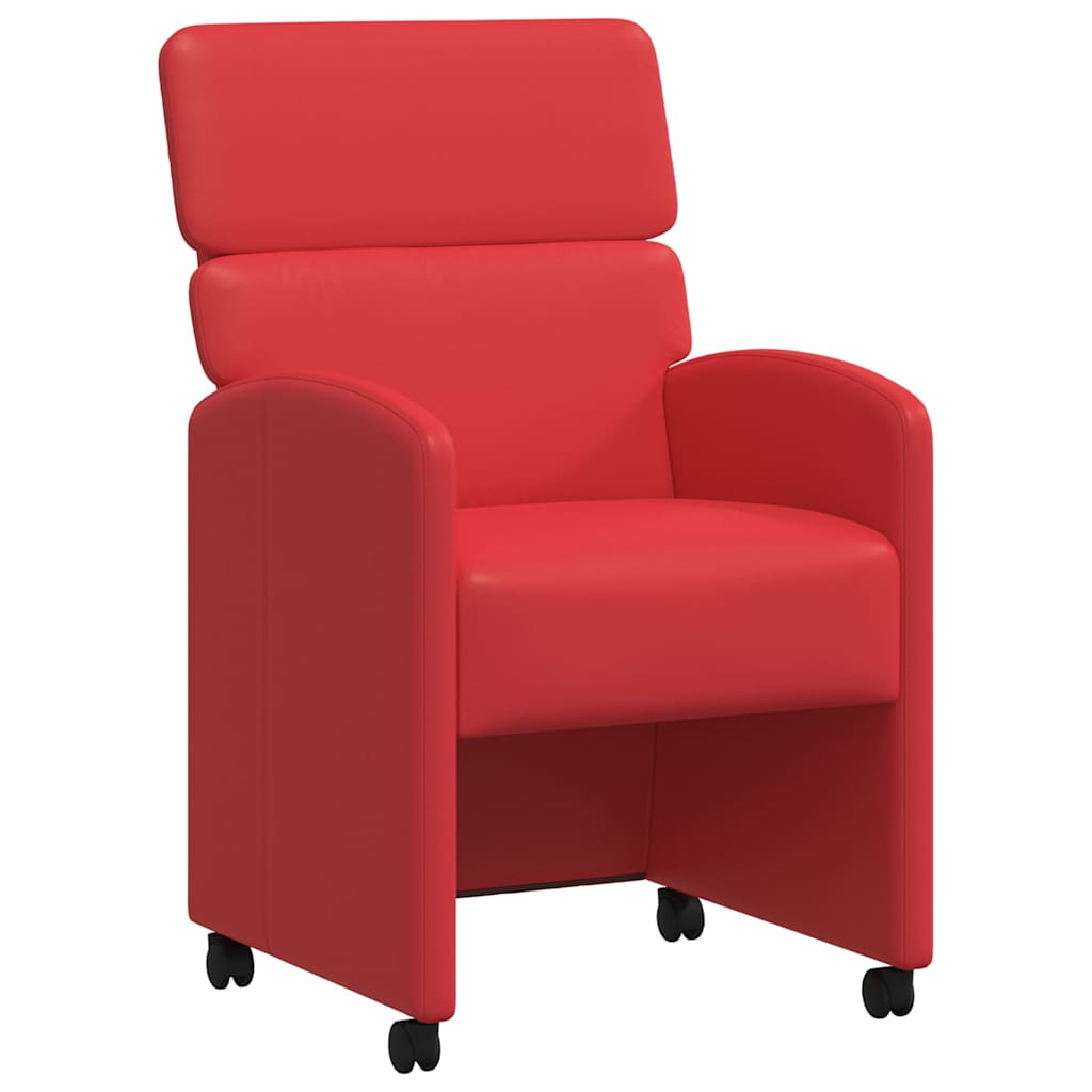Matstolar med hjul 2 st Konstläder Röd 58 x 65 x 98 cm
