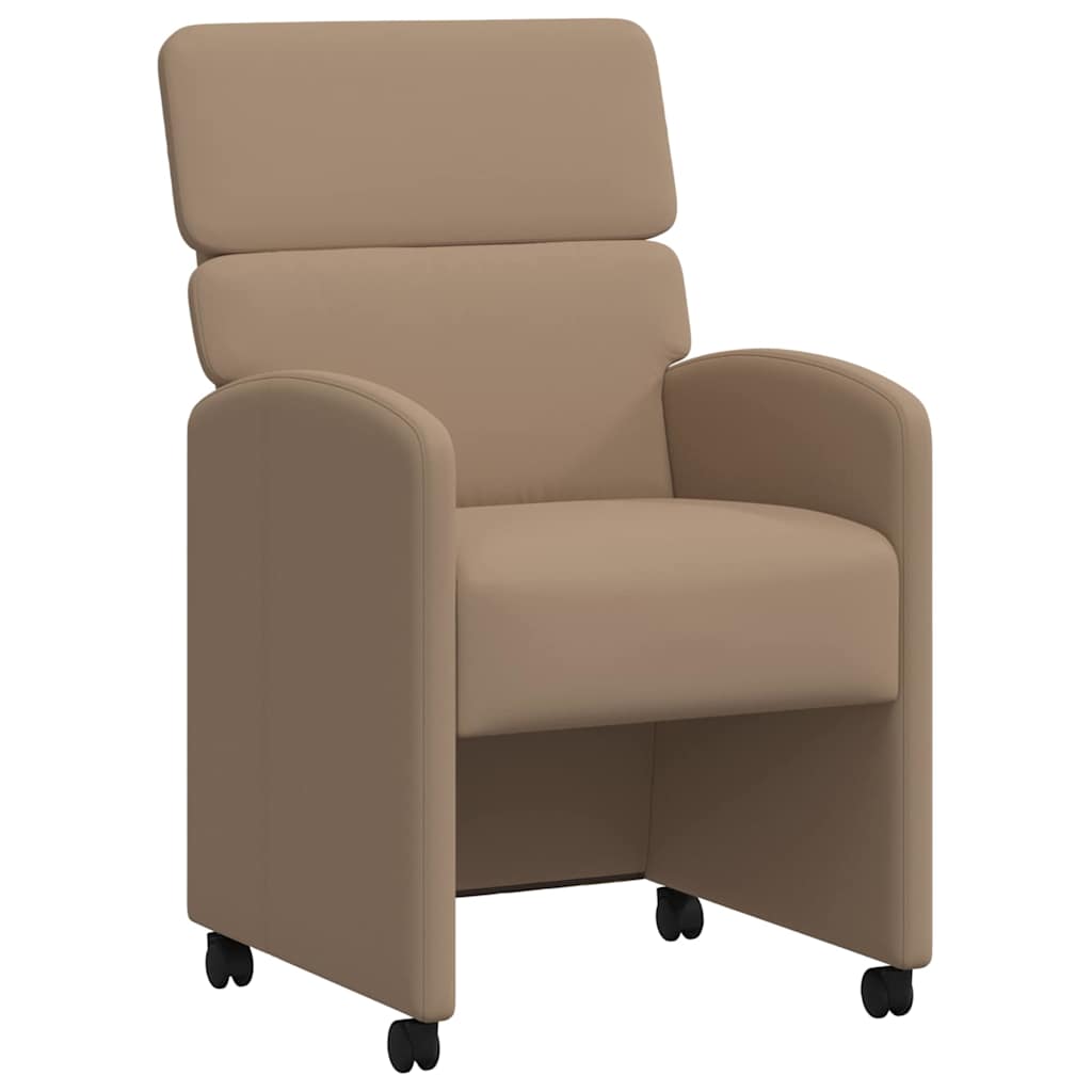 Matstolar med hjul 2 st Konstläder Cappuccino 58 x 65 x 98 cm