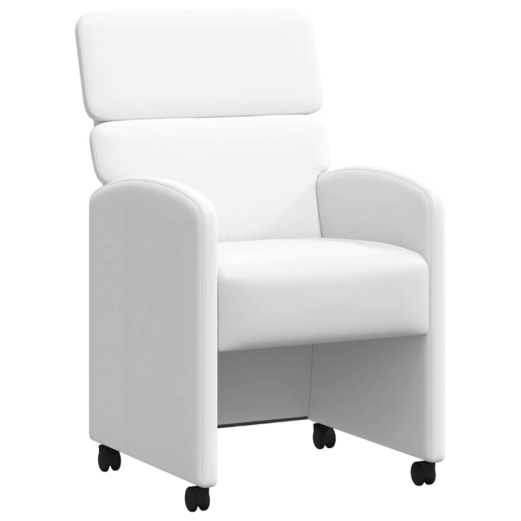 Matstolar med hjul 2 st Konstläder Vit 58 x 65 x 98 cm