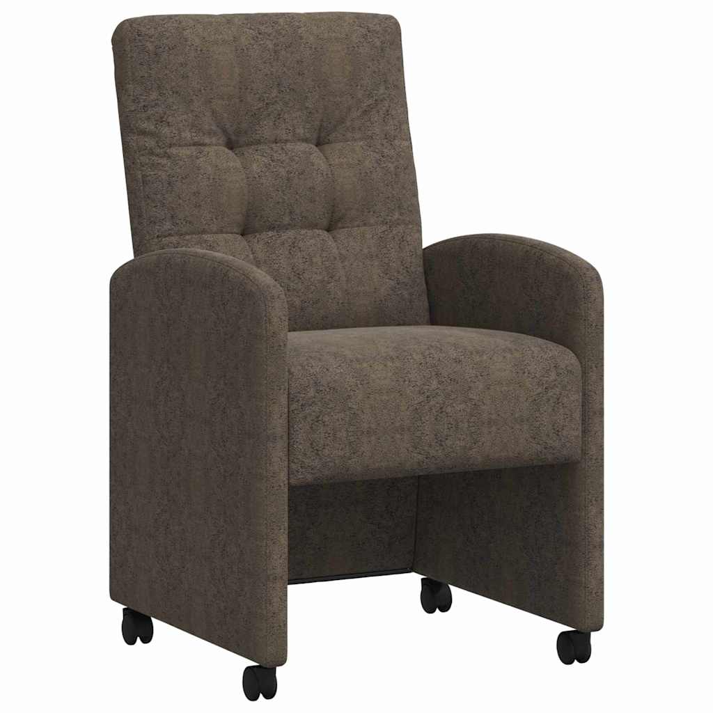 Matstolar med hjul 2 st Faux mockaläder Mörkgrå 58 x 67 x 97 cm